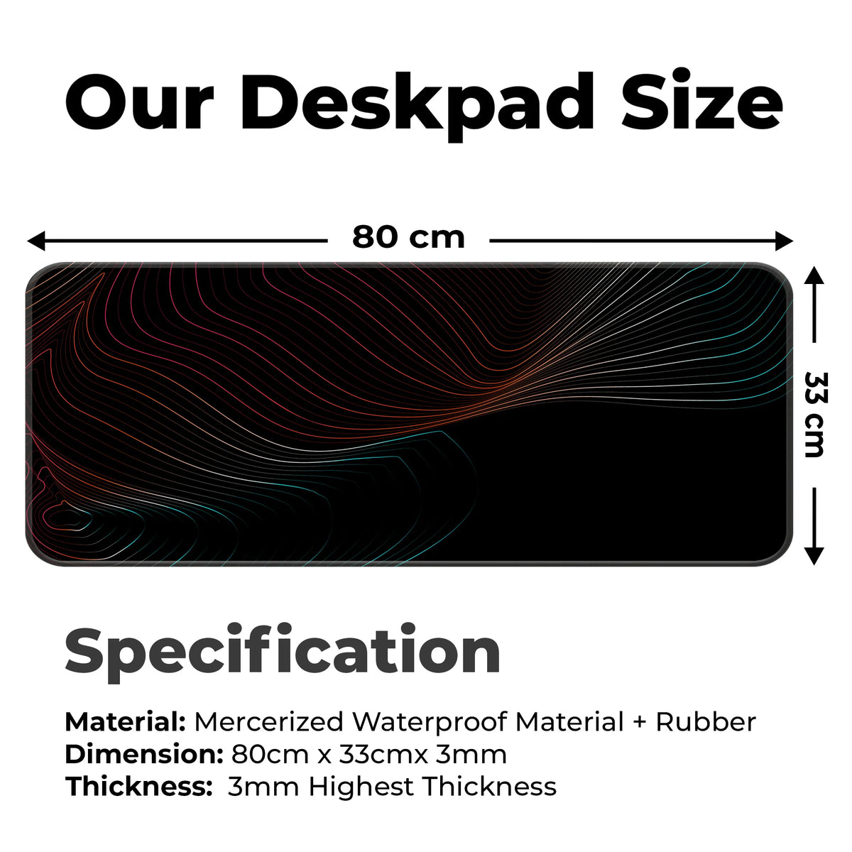 Neon Flow Lines Dark Abstract Deskmat