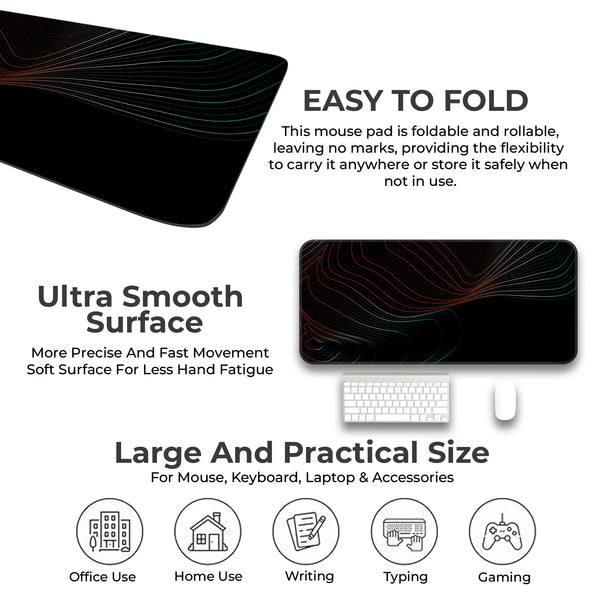 Neon Flow Lines Dark Abstract Deskmat