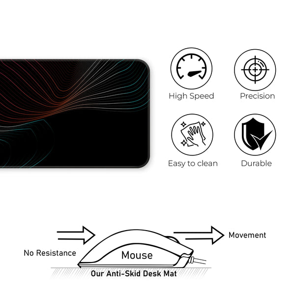 Neon Flow Lines Dark Abstract Deskmat