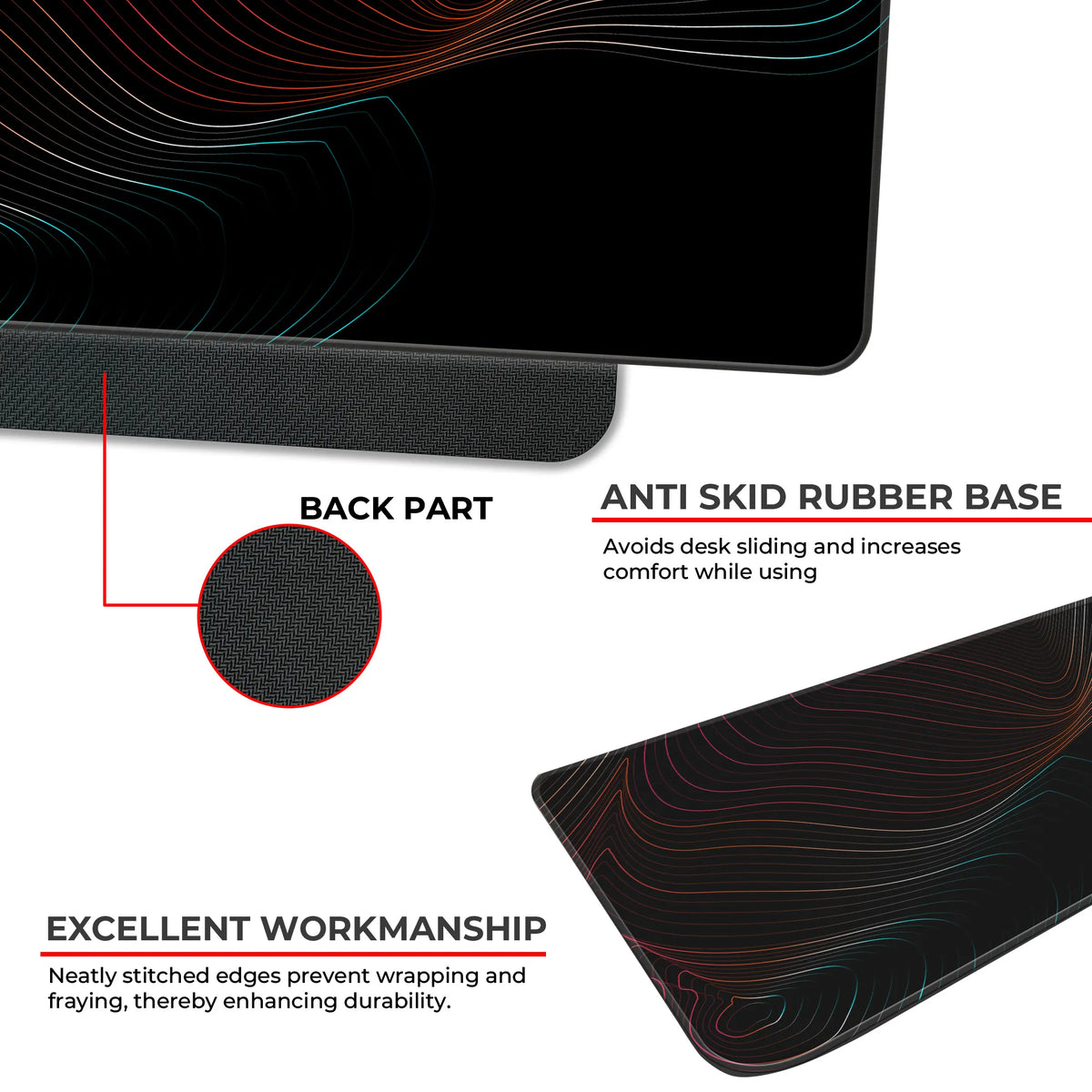Neon Flow Lines Dark Abstract Deskmat
