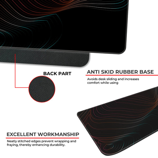 Neon Flow Lines Dark Abstract Deskmat
