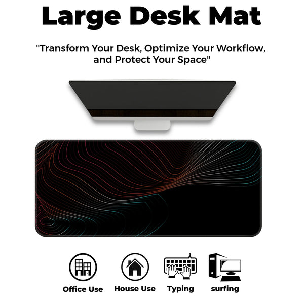 Neon Flow Lines Dark Abstract Deskmat