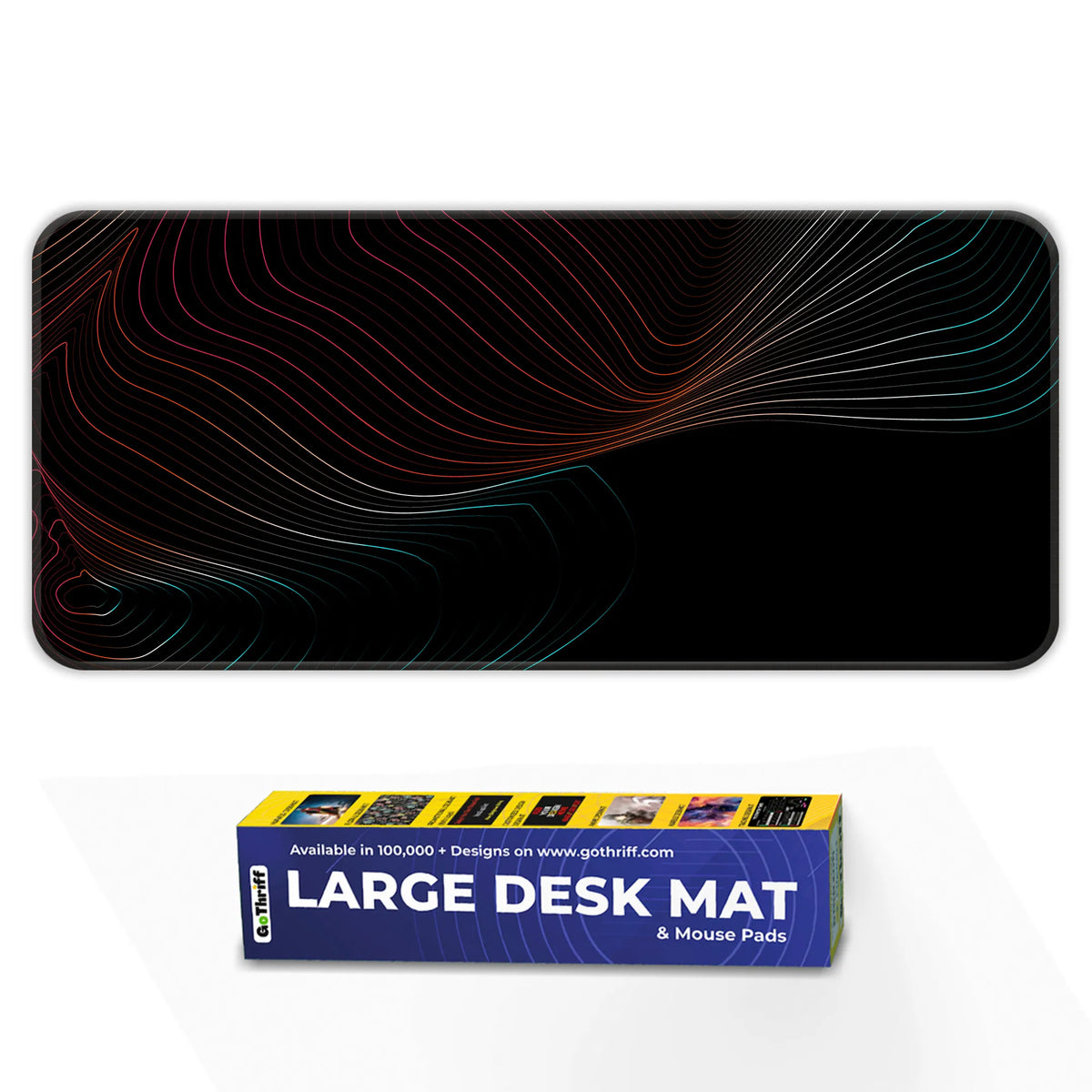 Neon Flow Lines Dark Abstract Deskmat