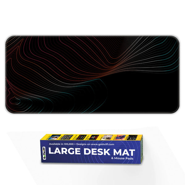 Neon Flow Lines Dark Abstract Deskmat
