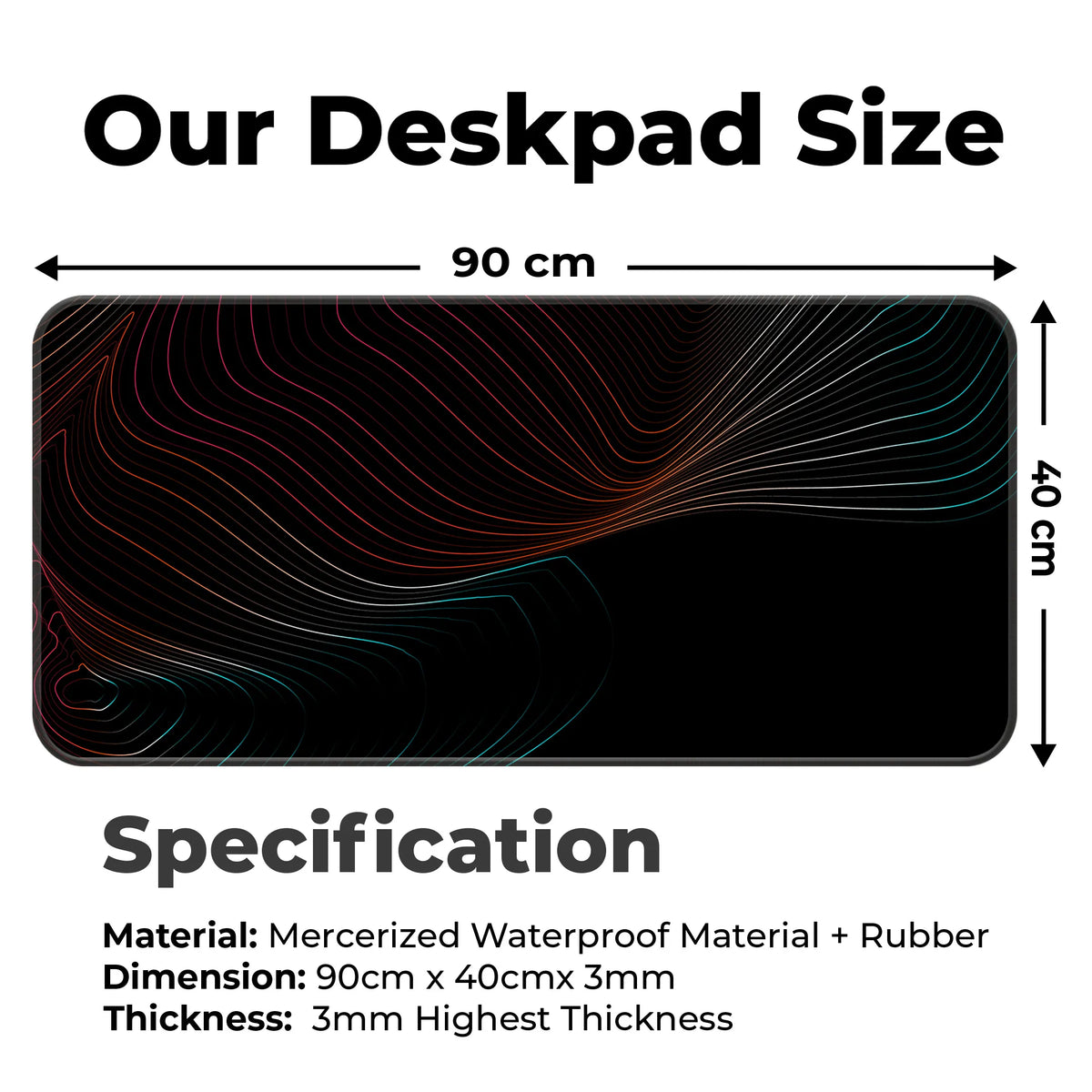 Neon Flow Lines Dark Abstract Deskmat