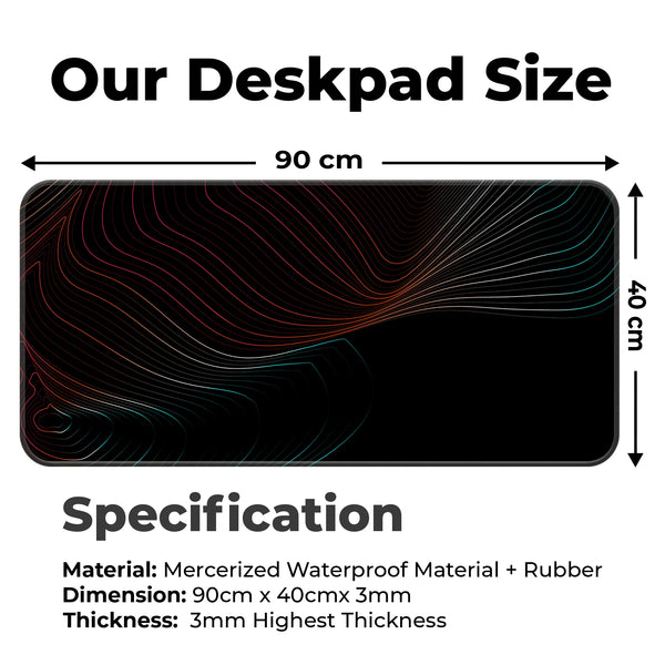 Neon Flow Lines Dark Abstract Deskmat