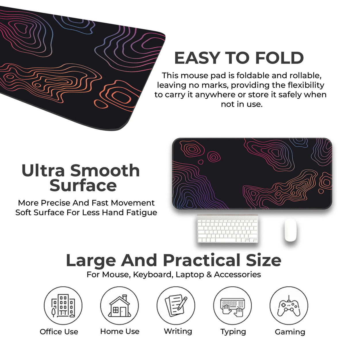 Multicolor Gradient Topographic Abstract Deskmat