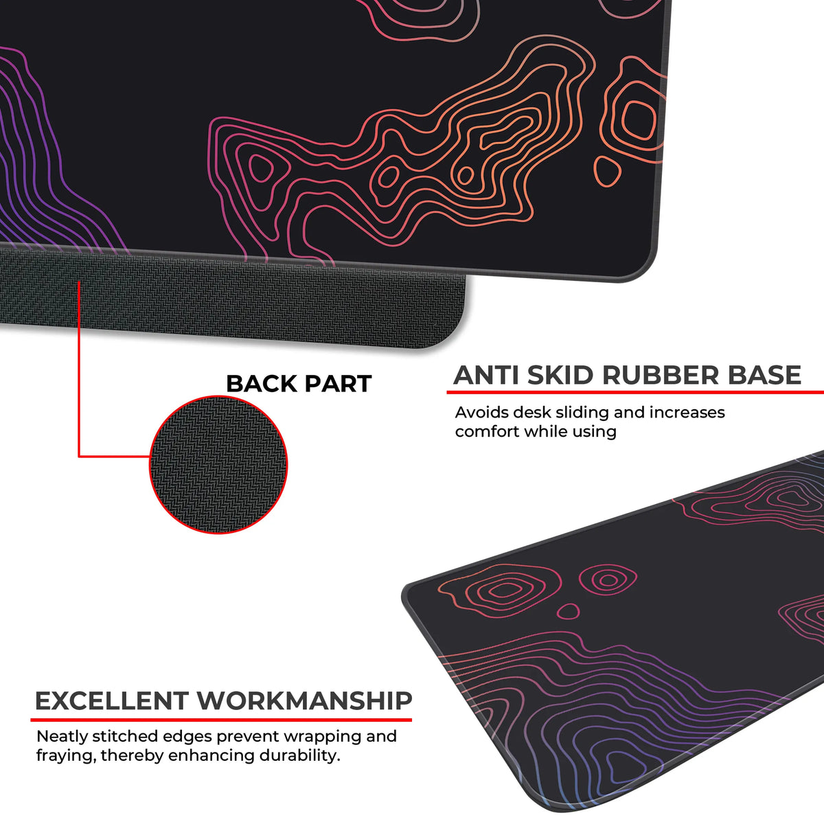 Multicolor Gradient Topographic Abstract Deskmat
