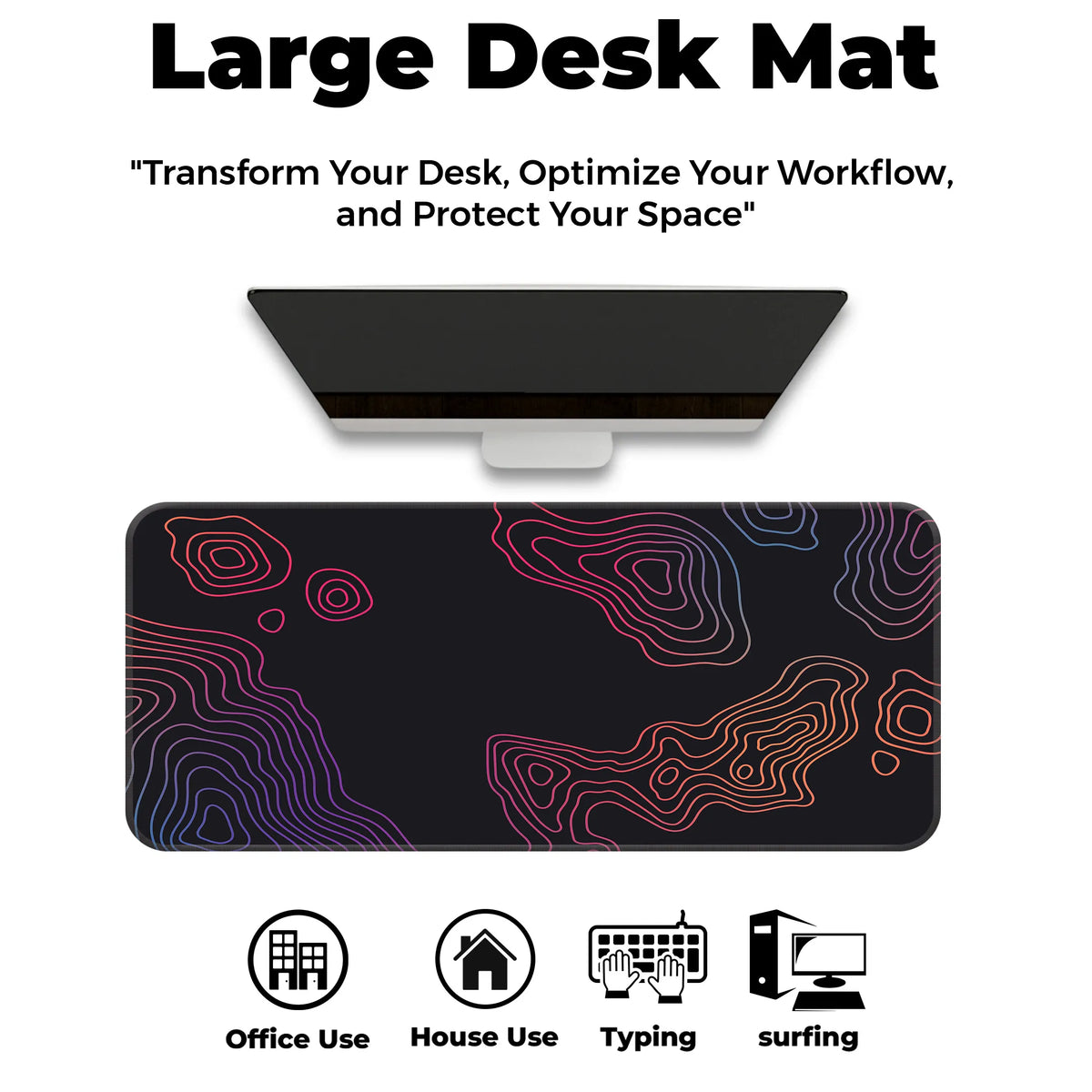 Multicolor Gradient Topographic Abstract Deskmat