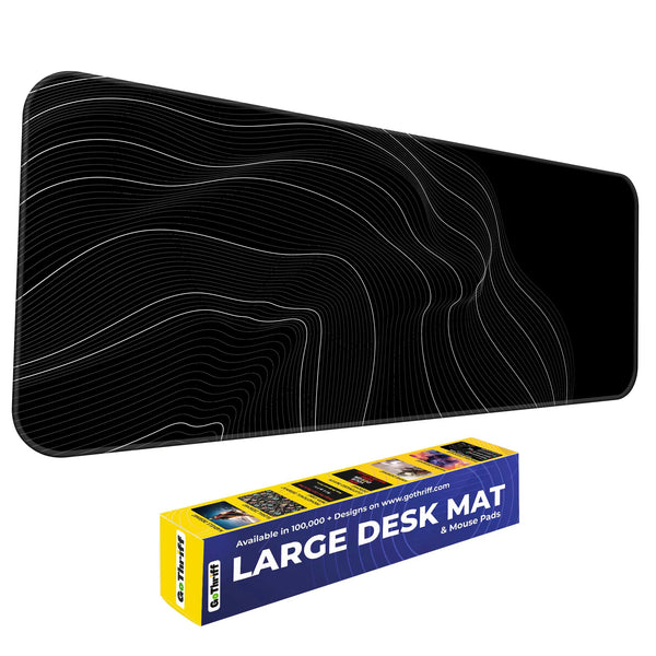 Minimalist Wave Line Art Black & White Abstract Deskmat