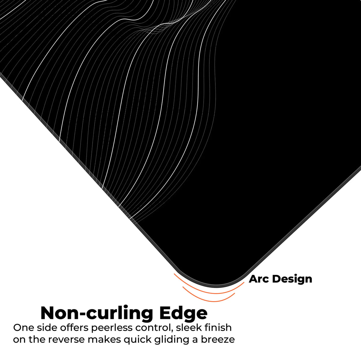 Minimalist Wave Line Art Black & White Abstract Deskmat