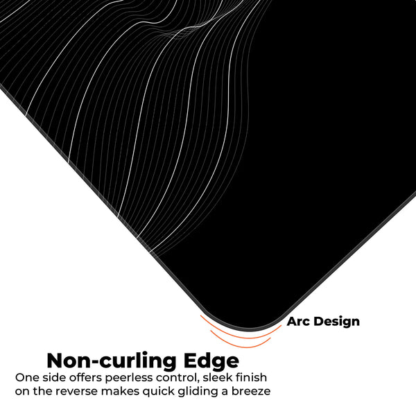 Minimalist Wave Line Art Black & White Abstract Deskmat