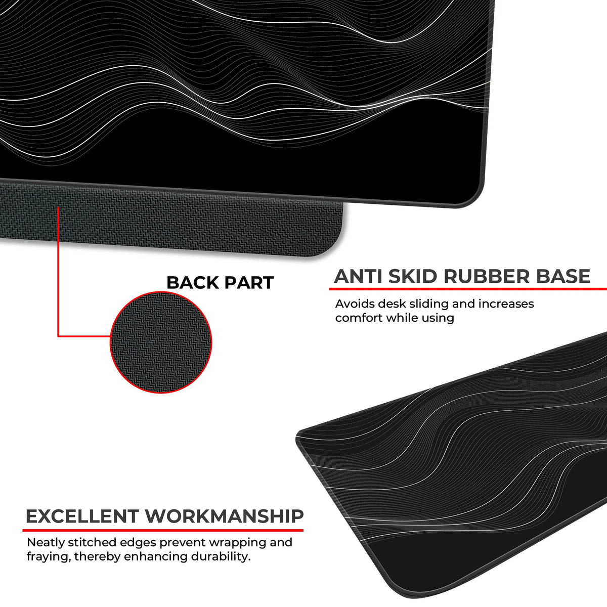 Organic Flowing Contour Line Abstract Pattern Deskmat