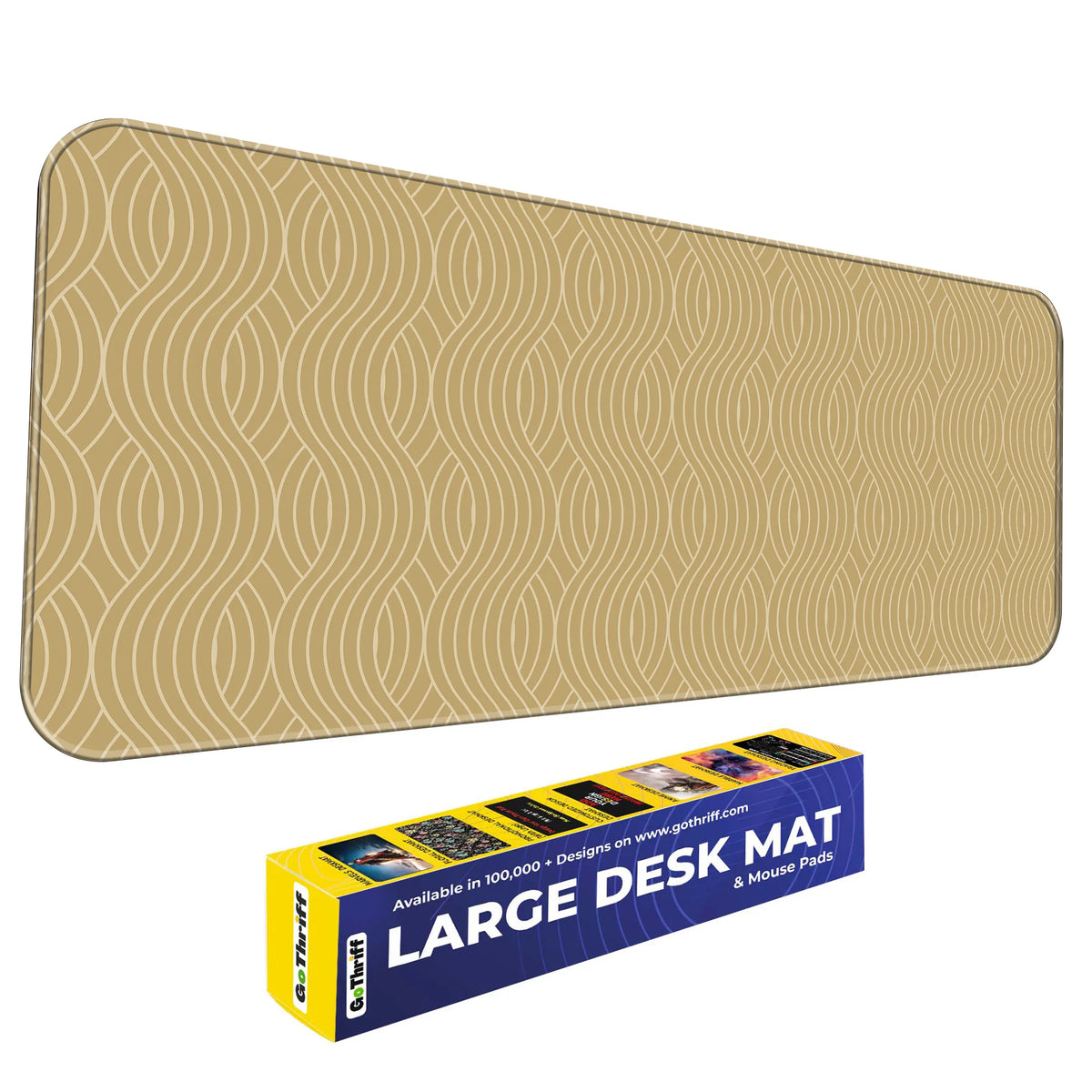 Elegant Gold Wave Geometric Abstract Deskmat