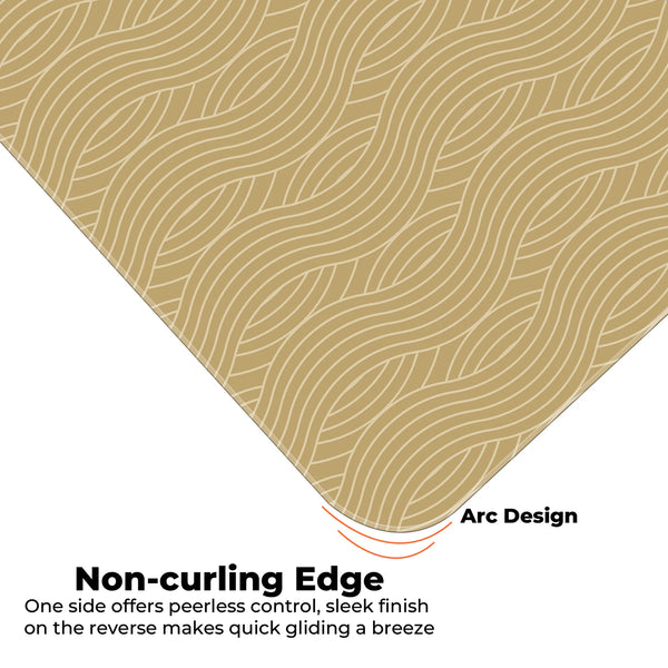 Elegant Gold Wave Geometric Abstract Deskmat