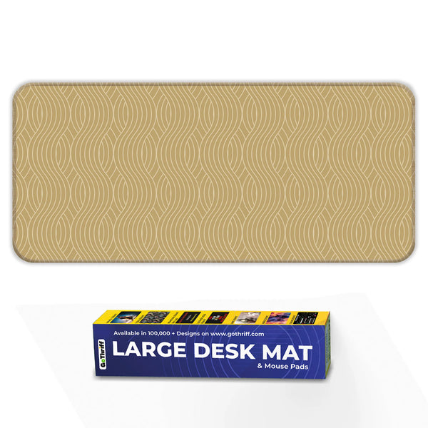 Elegant Gold Wave Geometric Abstract Deskmat