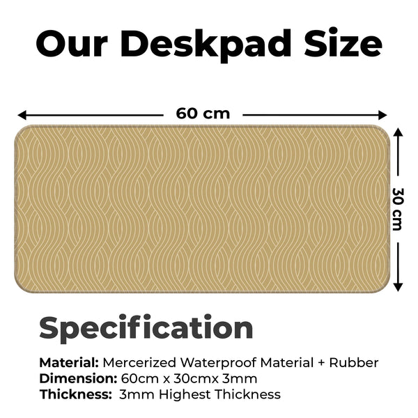 Elegant Gold Wave Geometric Abstract Deskmat