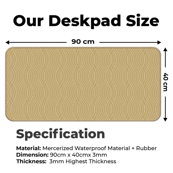 Elegant Gold Wave Geometric Abstract Deskmat