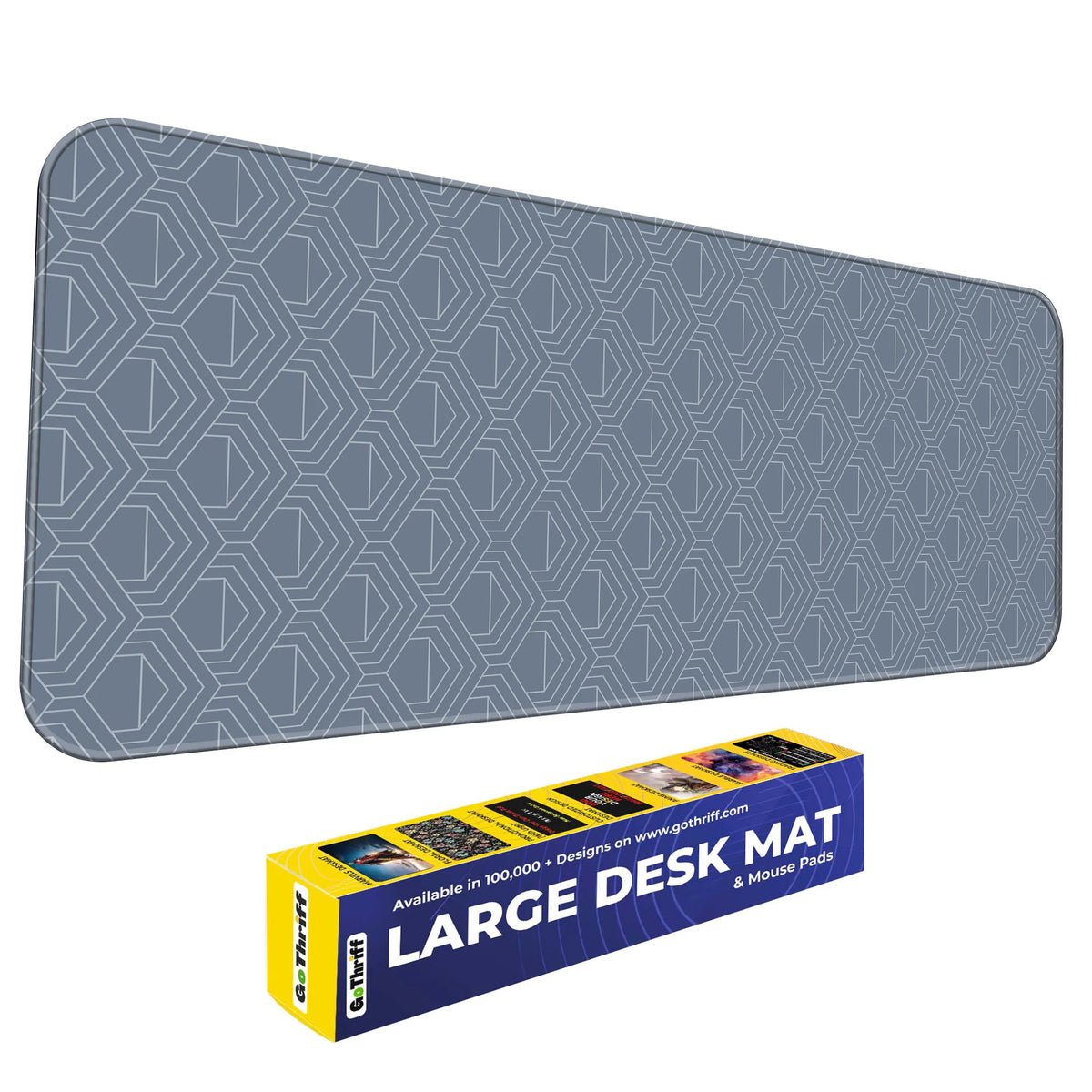 Geometric Blue Hexagon Line Abstract Deskmat