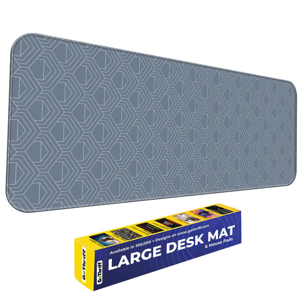 Geometric Blue Hexagon Line Abstract Deskmat