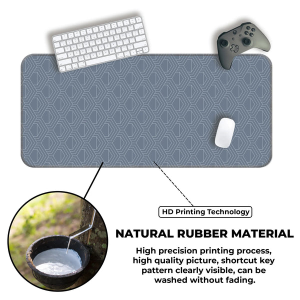 Geometric Blue Hexagon Line Abstract Deskmat