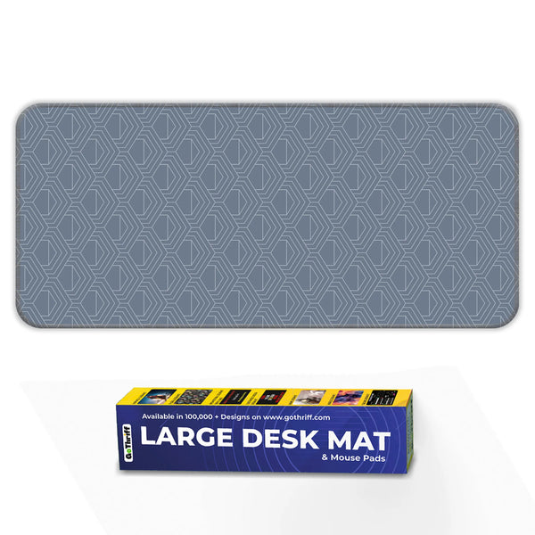Geometric Blue Hexagon Line Abstract Deskmat