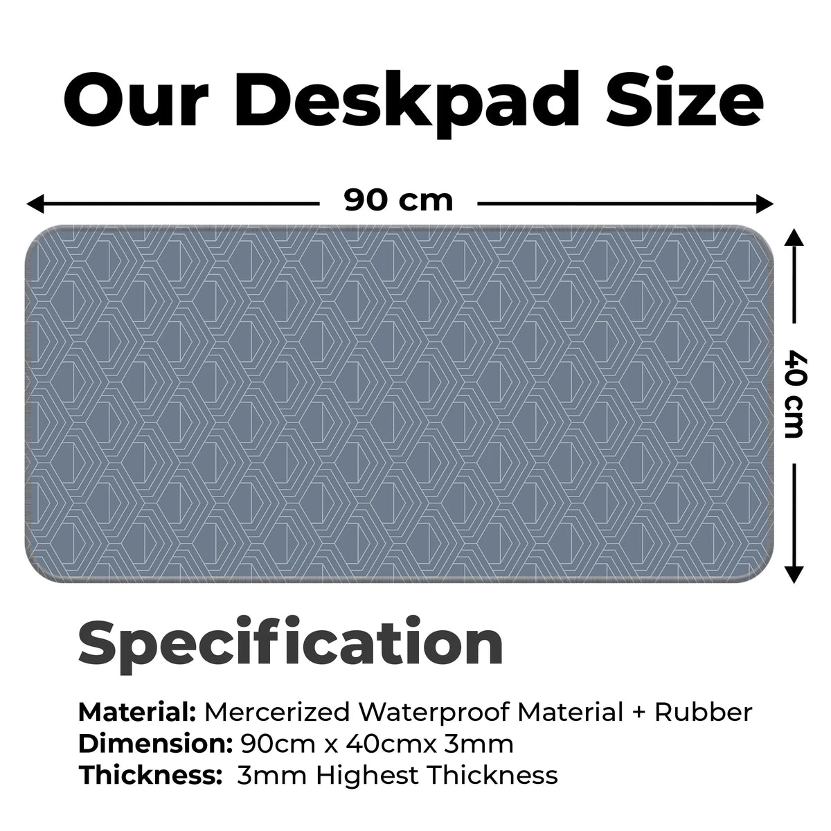 Geometric Blue Hexagon Line Abstract Deskmat