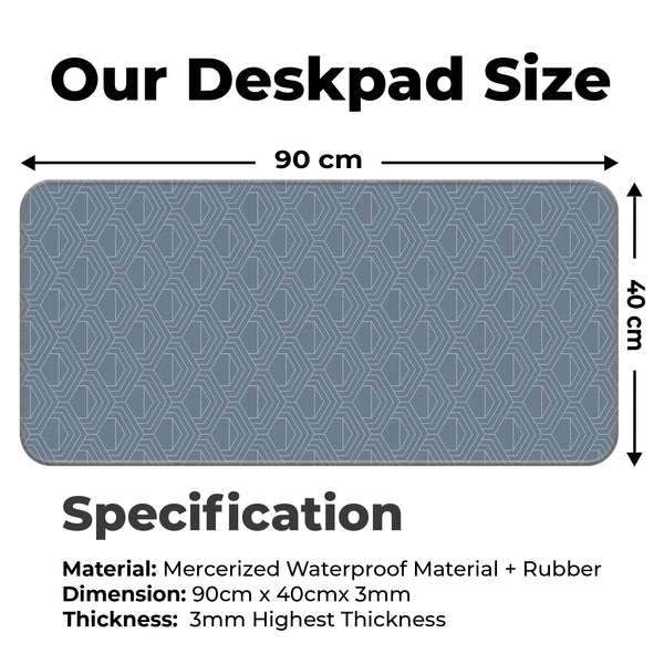 Geometric Blue Hexagon Line Abstract Deskmat