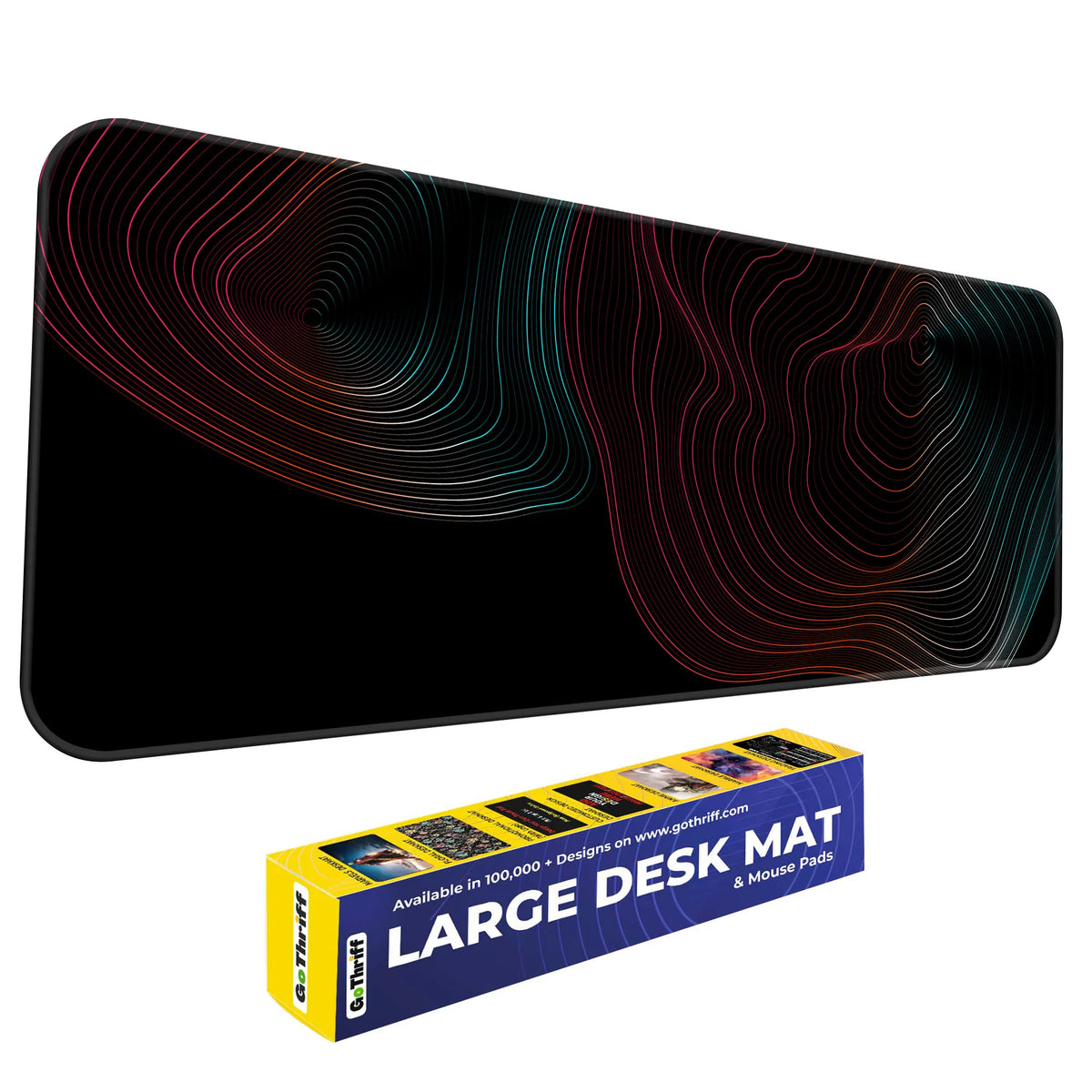 Vibrant Neon Gradient Abstract Contour Line Deskmat
