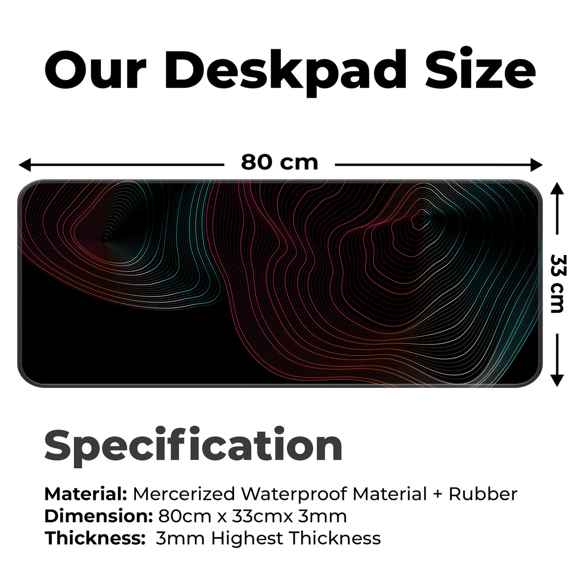 Vibrant Neon Gradient Abstract Contour Line Deskmat