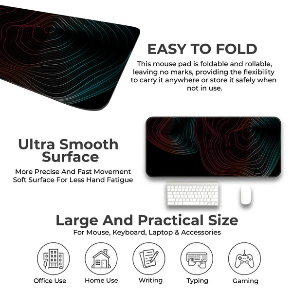 Vibrant Neon Gradient Abstract Contour Line Deskmat