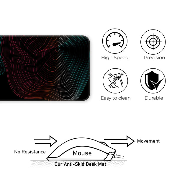 Vibrant Neon Gradient Abstract Contour Line Deskmat