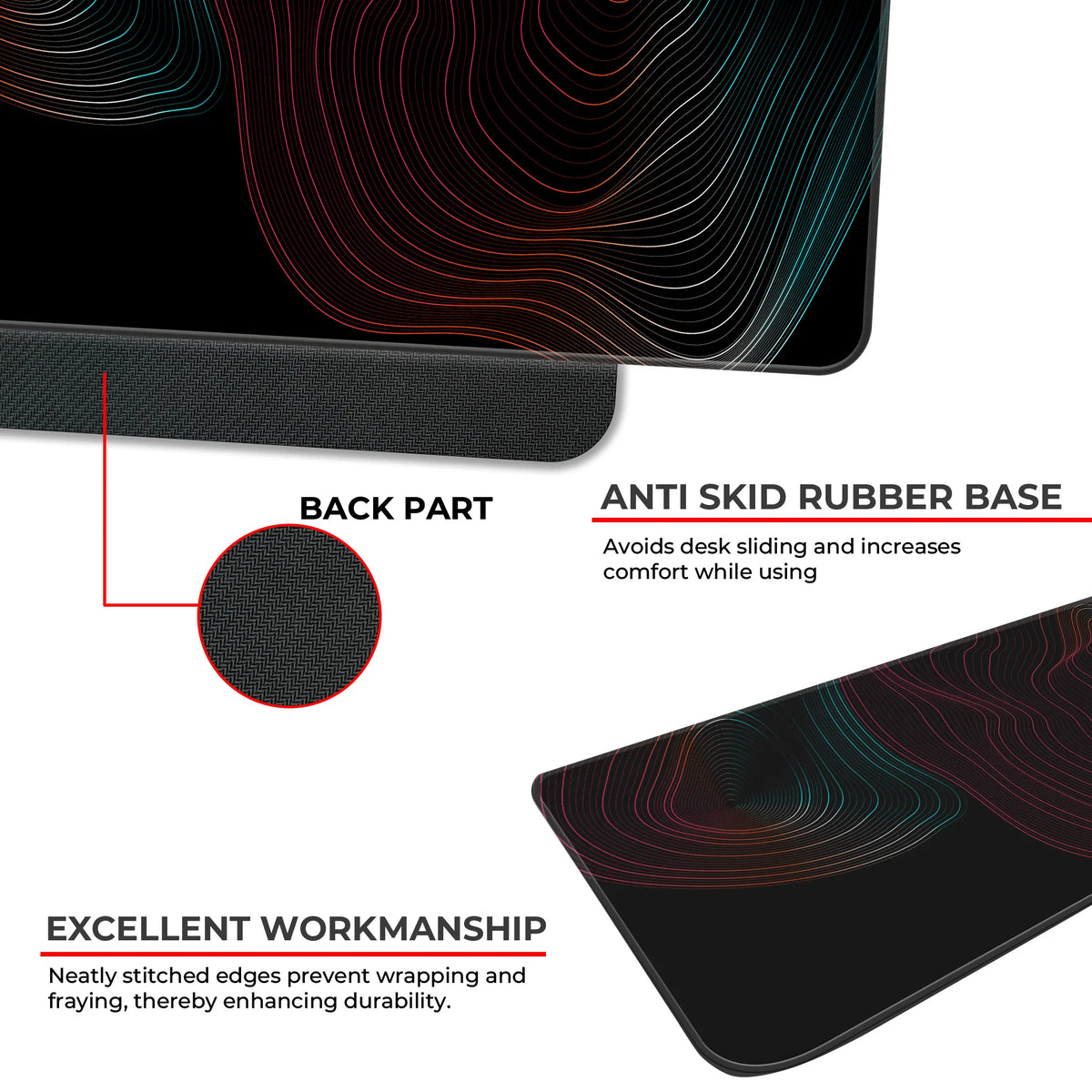 Vibrant Neon Gradient Abstract Contour Line Deskmat