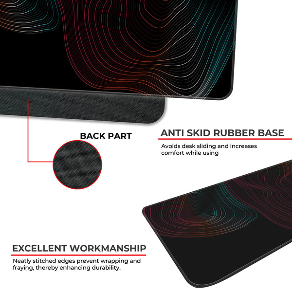 Vibrant Neon Gradient Abstract Contour Line Deskmat