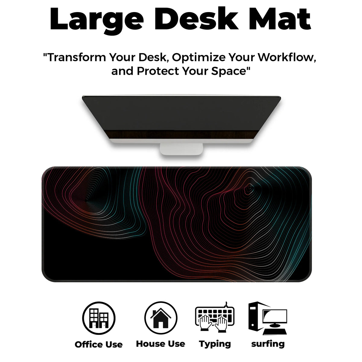 Vibrant Neon Gradient Abstract Contour Line Deskmat