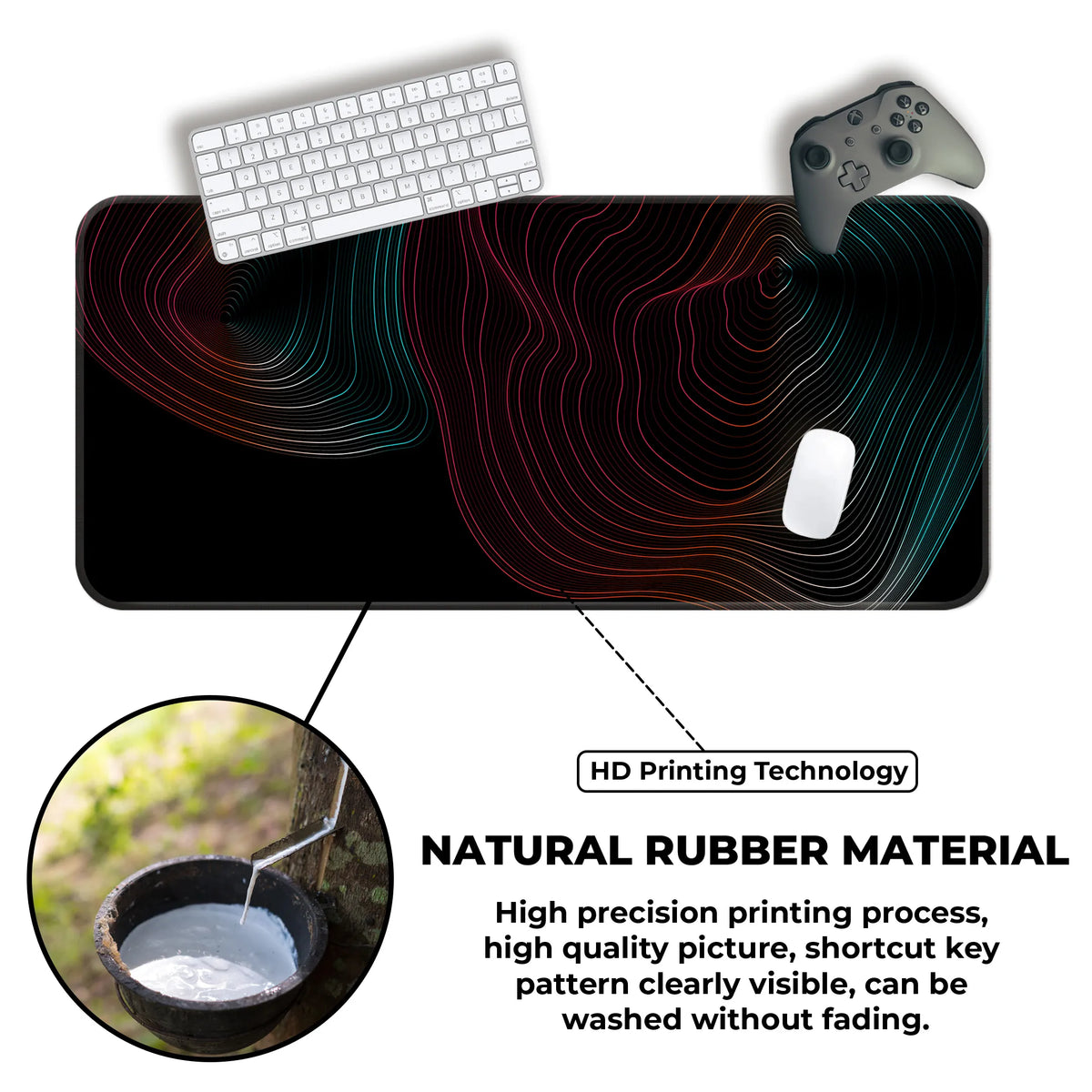 Vibrant Neon Gradient Abstract Contour Line Deskmat