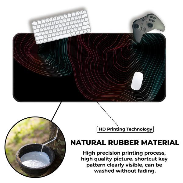 Vibrant Neon Gradient Abstract Contour Line Deskmat