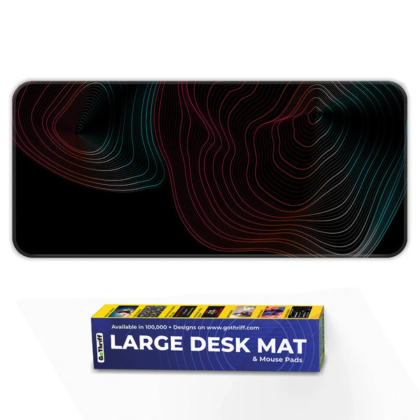 Vibrant Neon Gradient Abstract Contour Line Deskmat