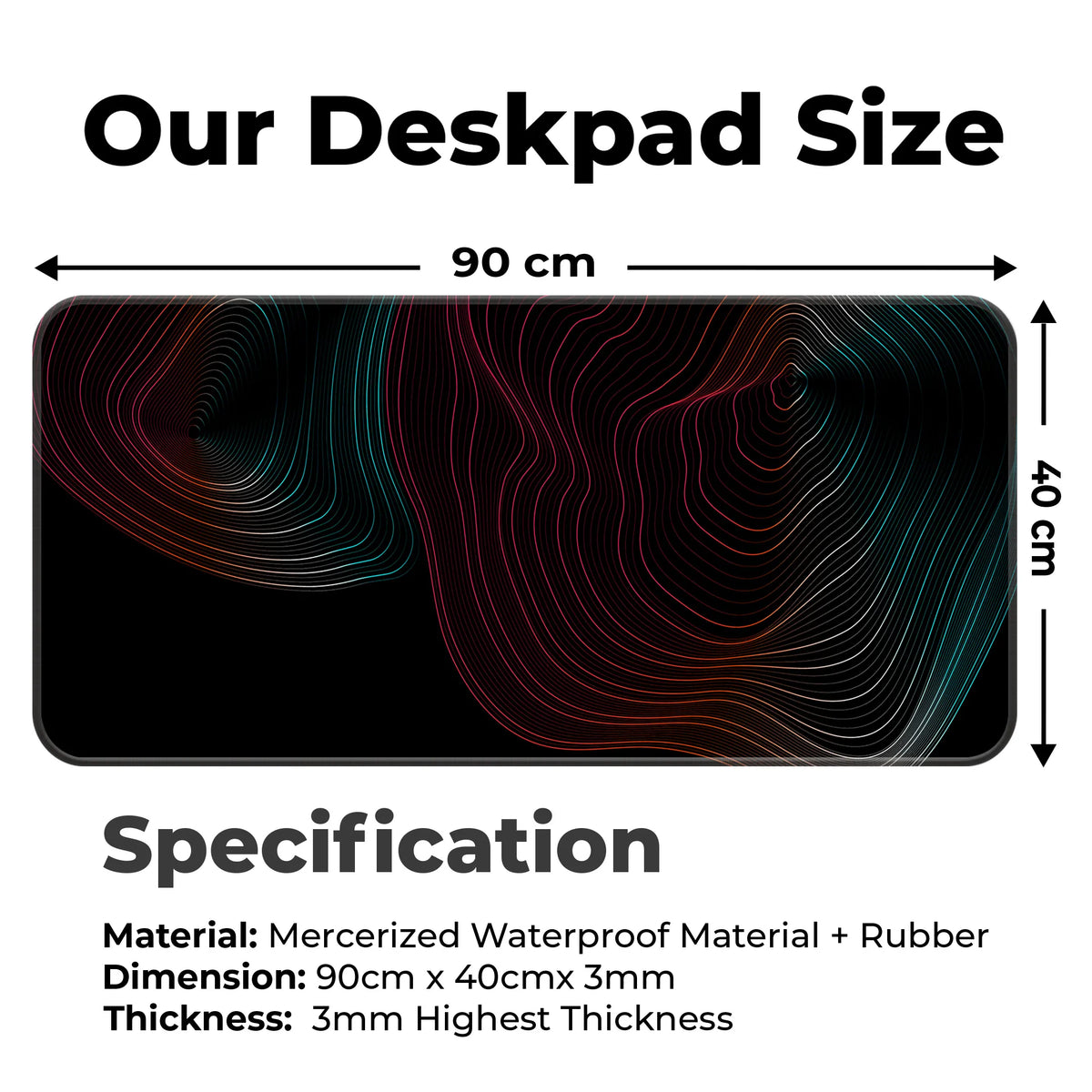 Vibrant Neon Gradient Abstract Contour Line Deskmat