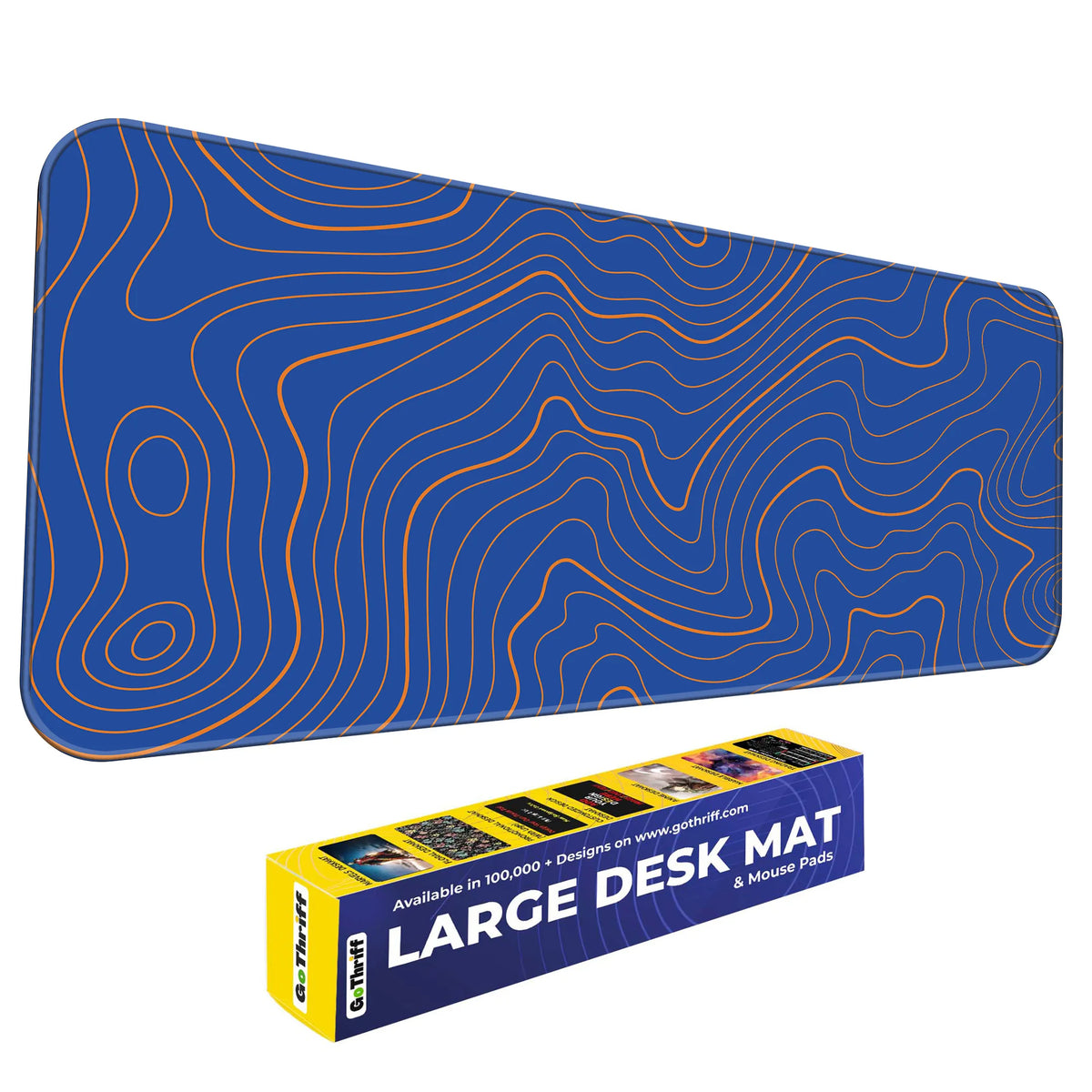 Blue Topographic Wave Line Pattern Modern Abstract Deskmat