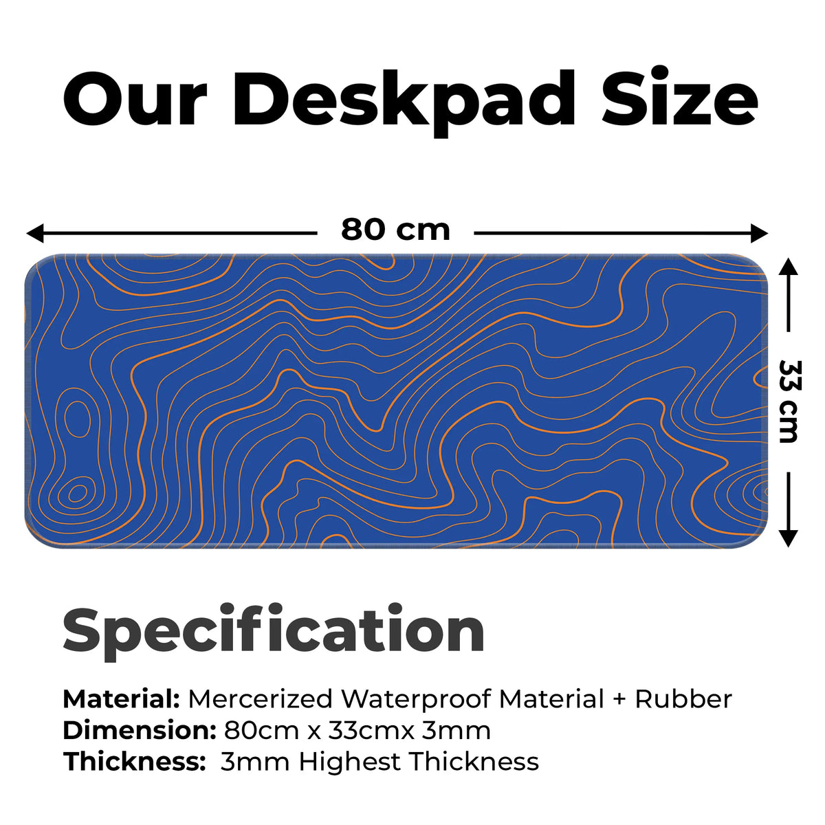 Blue Topographic Wave Line Pattern Modern Abstract Deskmat