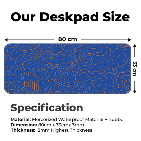 Blue Topographic Wave Line Pattern Modern Abstract Deskmat