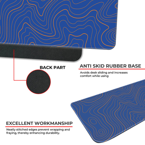 Blue Topographic Wave Line Pattern Modern Abstract Deskmat