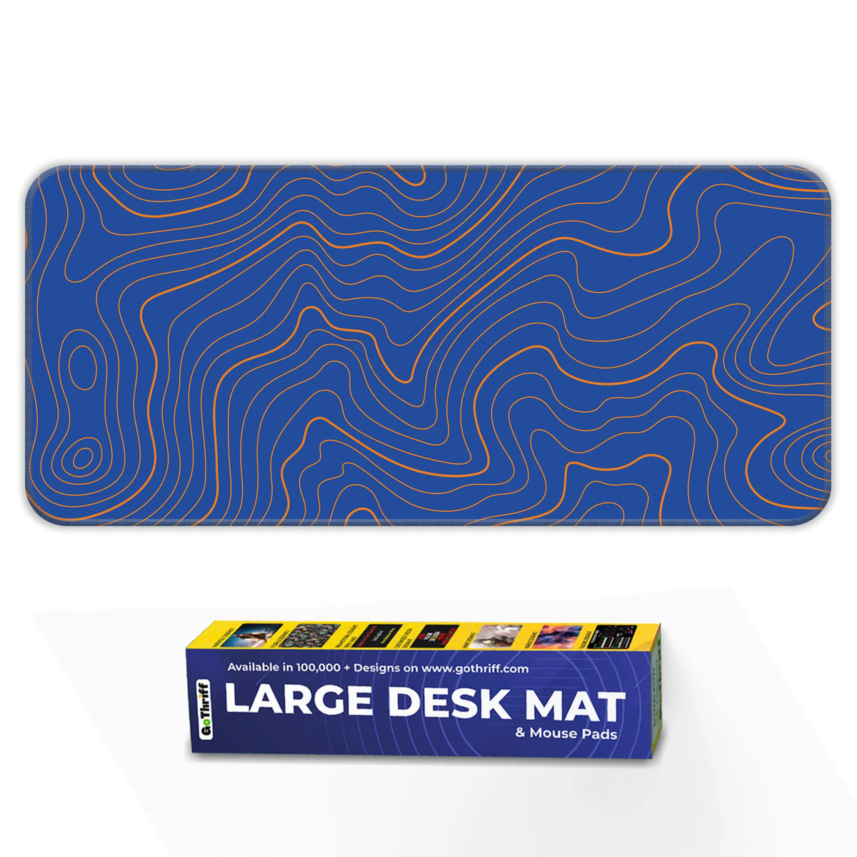 Blue Topographic Wave Line Pattern Modern Abstract Deskmat