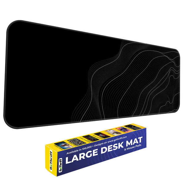 Minimal Black and White Topographic Abstract Flow Deskmat