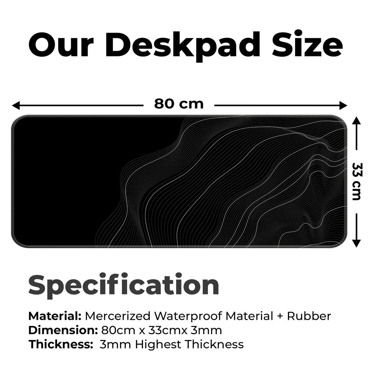 Minimal Black and White Topographic Abstract Flow Deskmat