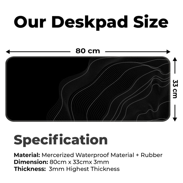 Minimal Black and White Topographic Abstract Flow Deskmat