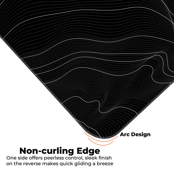 Minimal Black and White Topographic Abstract Flow Deskmat