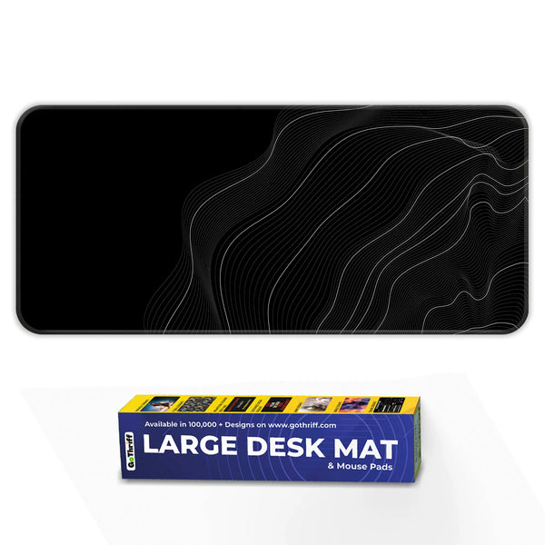 Minimal Black and White Topographic Abstract Flow Deskmat