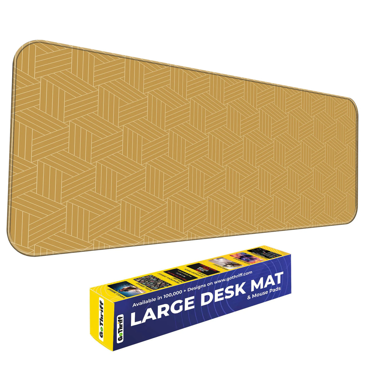 Golden Geometric 3D Cube Pattern Luxury Abstract Deskmat